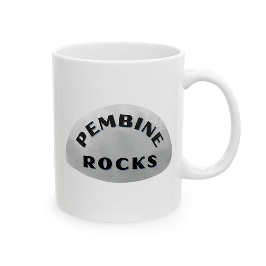 PEMBINE ROCKS Ceramic Coffee Mug - Unique Gift, Gray & White Design