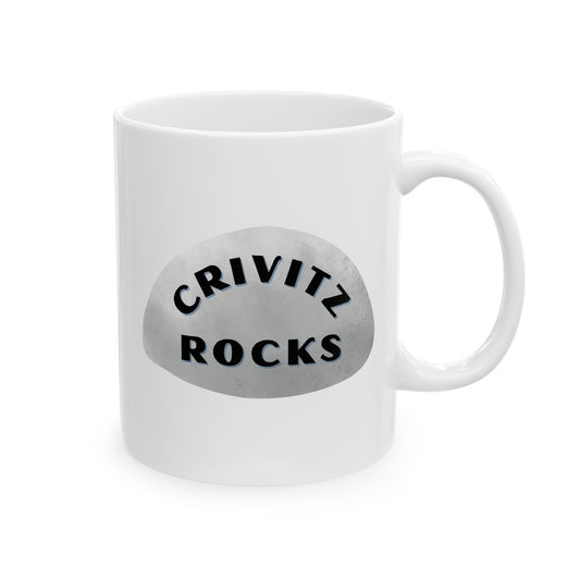 CRIVITZ ROCKS Ceramic Coffee Mug - Unique Gift, Gray & White Design