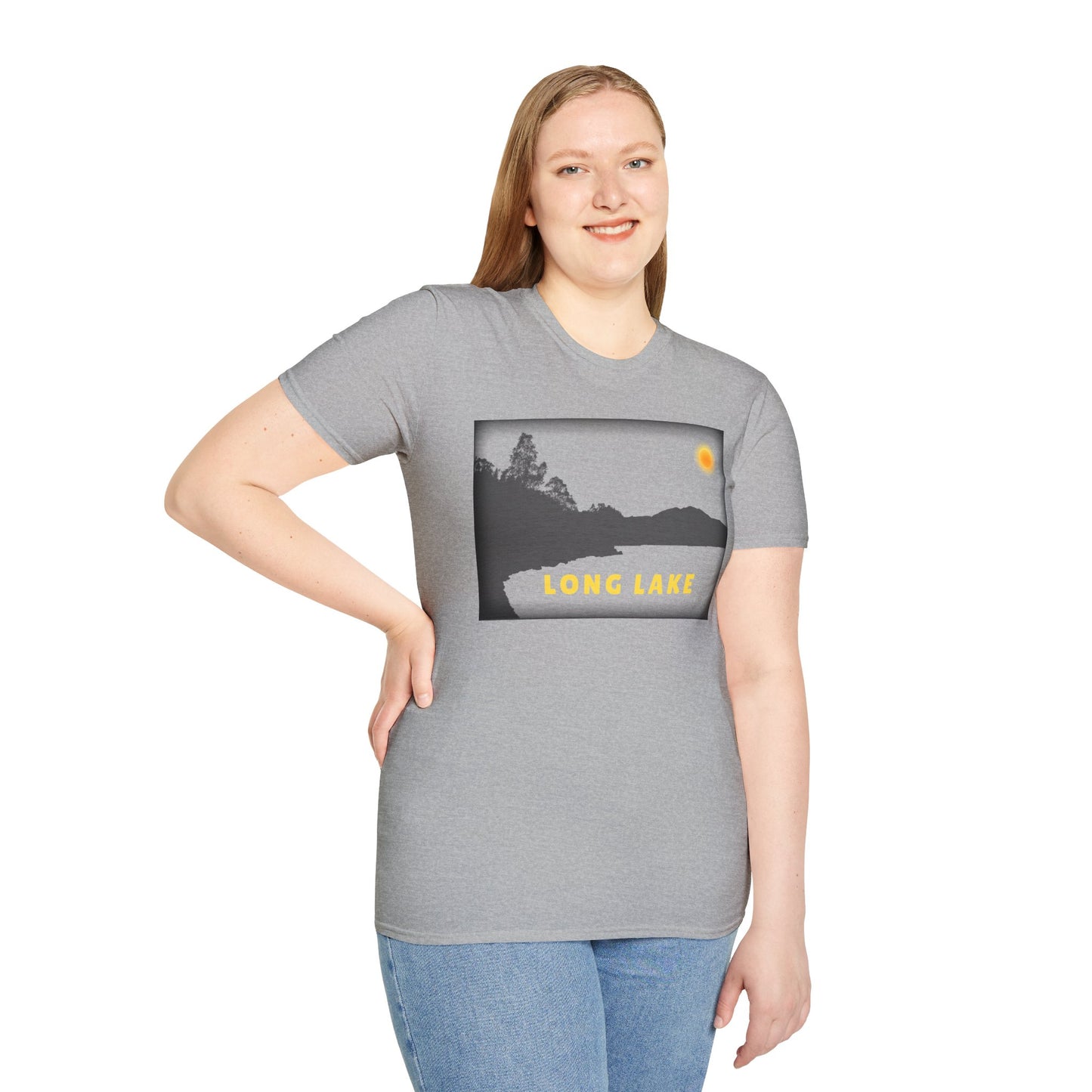 Long Lake Sun Scene - Unisex Softstyle T-Shirt - Casual Comfort for Every Occasion