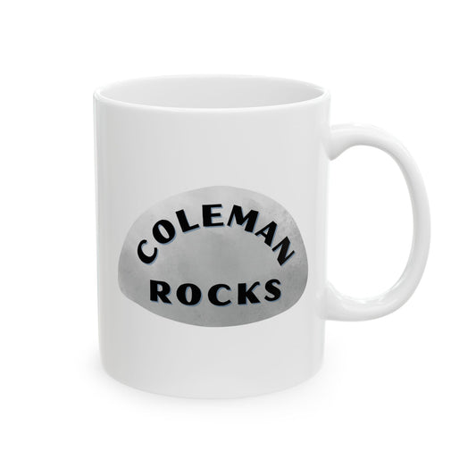 COLEMAN ROCKS Ceramic Coffee Mug - Unique Gift, Gray & White Design