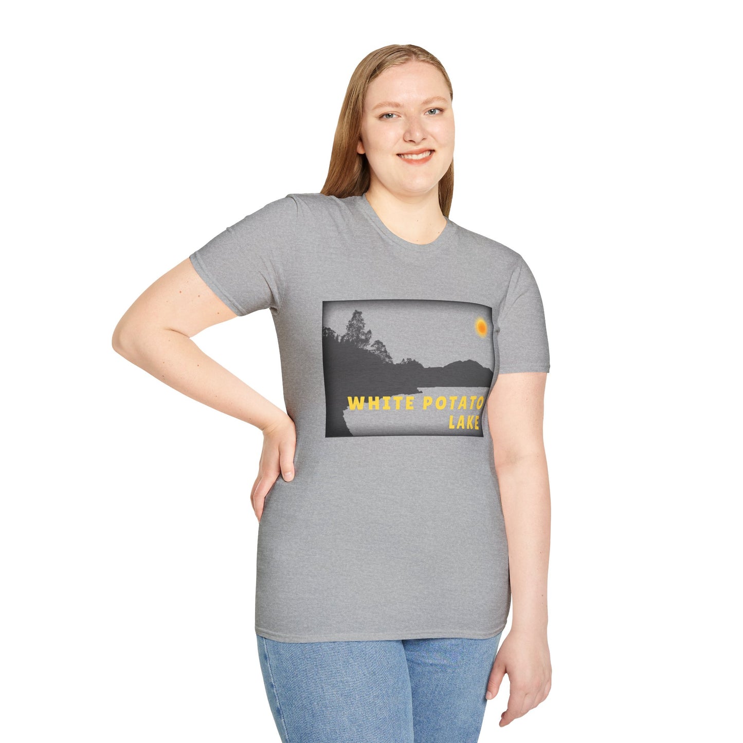 White Potato Lake Sun Scene - Unisex Softstyle T-Shirt - Casual Comfort for Every Occasion
