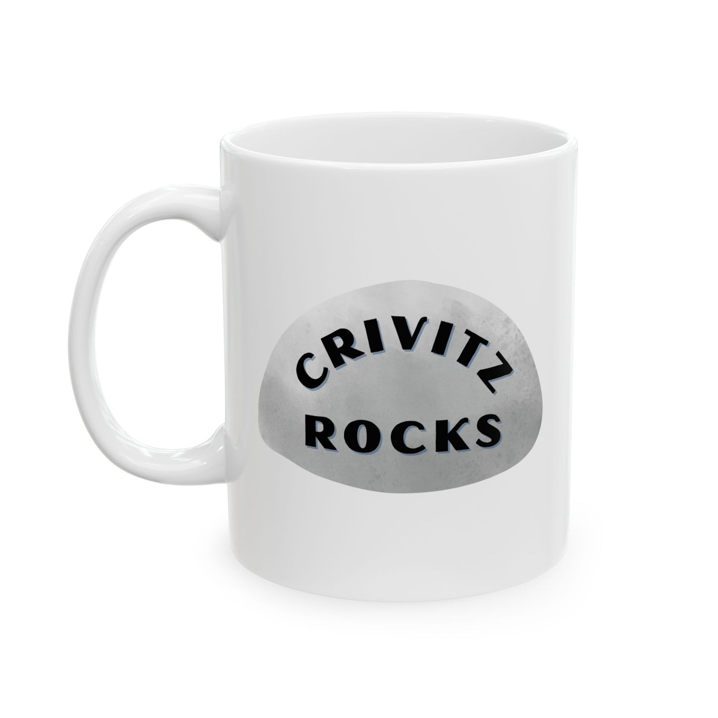 CRIVITZ ROCKS Ceramic Coffee Mug - Unique Gift, Gray & White Design