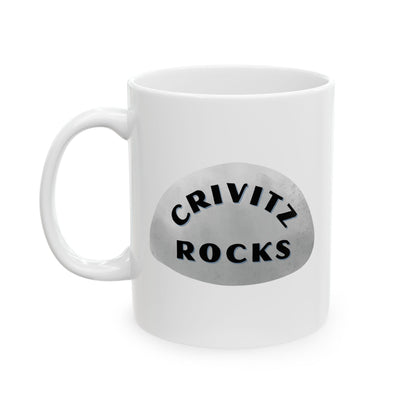 CRIVITZ ROCKS Ceramic Coffee Mug - Unique Gift, Gray & White Design