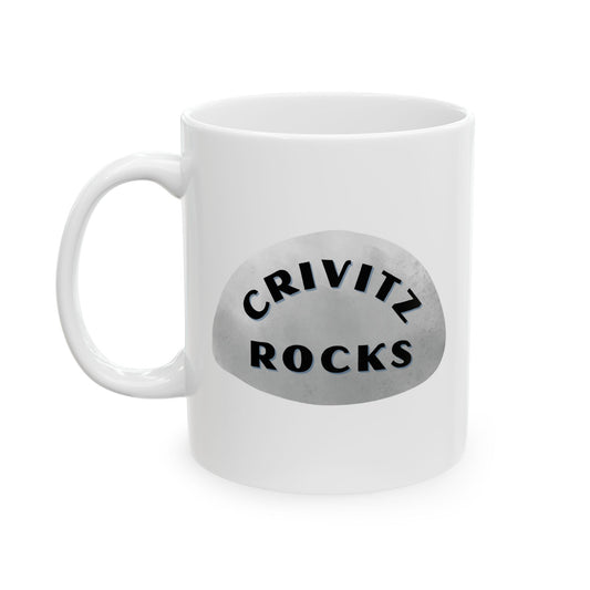 CRIVITZ ROCKS Ceramic Coffee Mug - Unique Gift, Gray & White Design