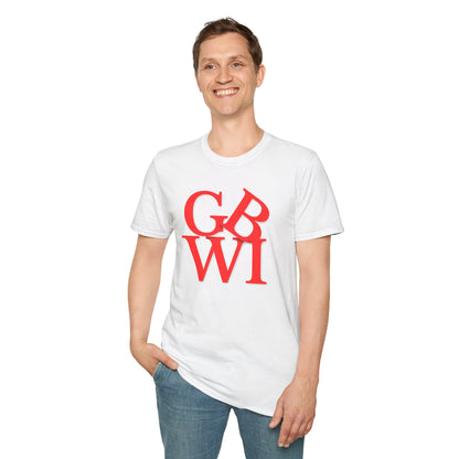 "GB WI" Love Stylish Unisex Softstyle T-Shirt - Vintage Green Bay Design