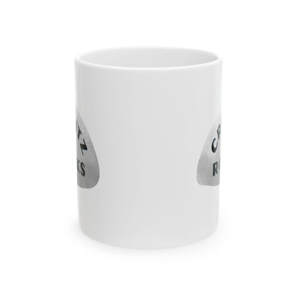 CRIVITZ ROCKS Ceramic Coffee Mug - Unique Gift, Gray & White Design