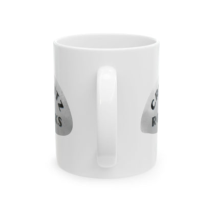 CRIVITZ ROCKS Ceramic Coffee Mug - Unique Gift, Gray & White Design