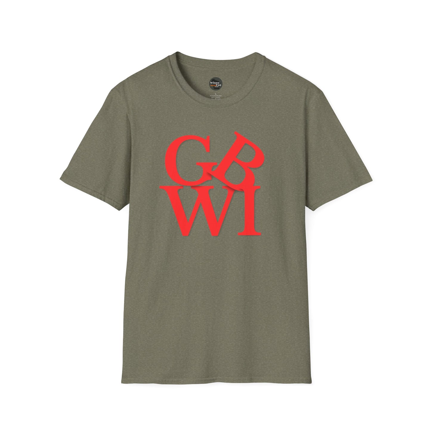 "GB WI" Love Stylish Unisex Softstyle T-Shirt - Vintage Green Bay Design