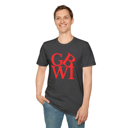 "GB WI" Love Stylish Unisex Softstyle T-Shirt - Vintage Green Bay Design