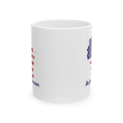 Ashwaubenon, USA Ceramic Coffee Mug - Unique Gift, Gray & White Design