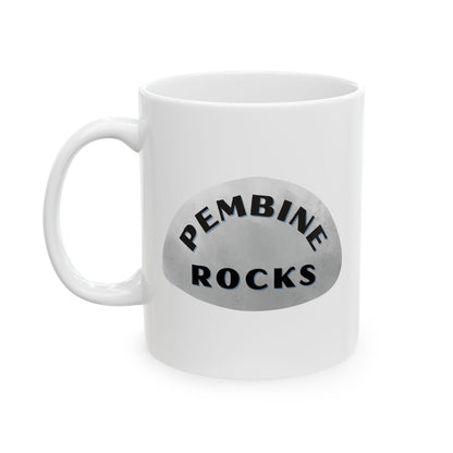 PEMBINE ROCKS Ceramic Coffee Mug - Unique Gift, Gray & White Design