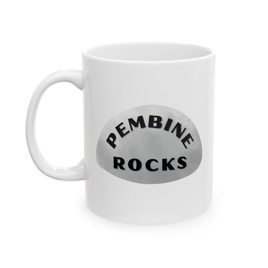 PEMBINE ROCKS Ceramic Coffee Mug - Unique Gift, Gray & White Design