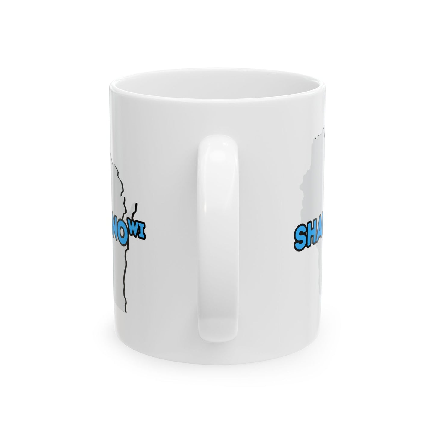 SHAWANO WI - Ceramic Coffee Mug - Unique Gift, Gray & White Design
