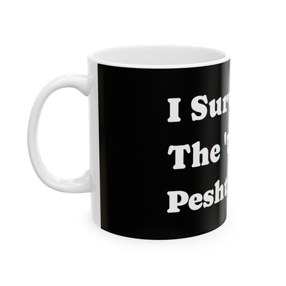 Ceramic Mug - 'I Survived The '71 Peshtigo Fire' - Unique Gift, Black & White Design