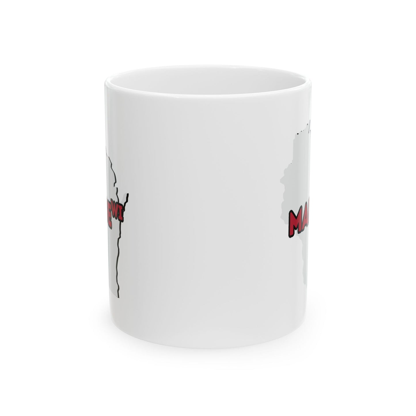 MADGE WI - Ceramic Coffee Mug - Unique Gift, Gray & White Design