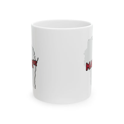 MADGE WI - Ceramic Coffee Mug - Unique Gift, Gray & White Design