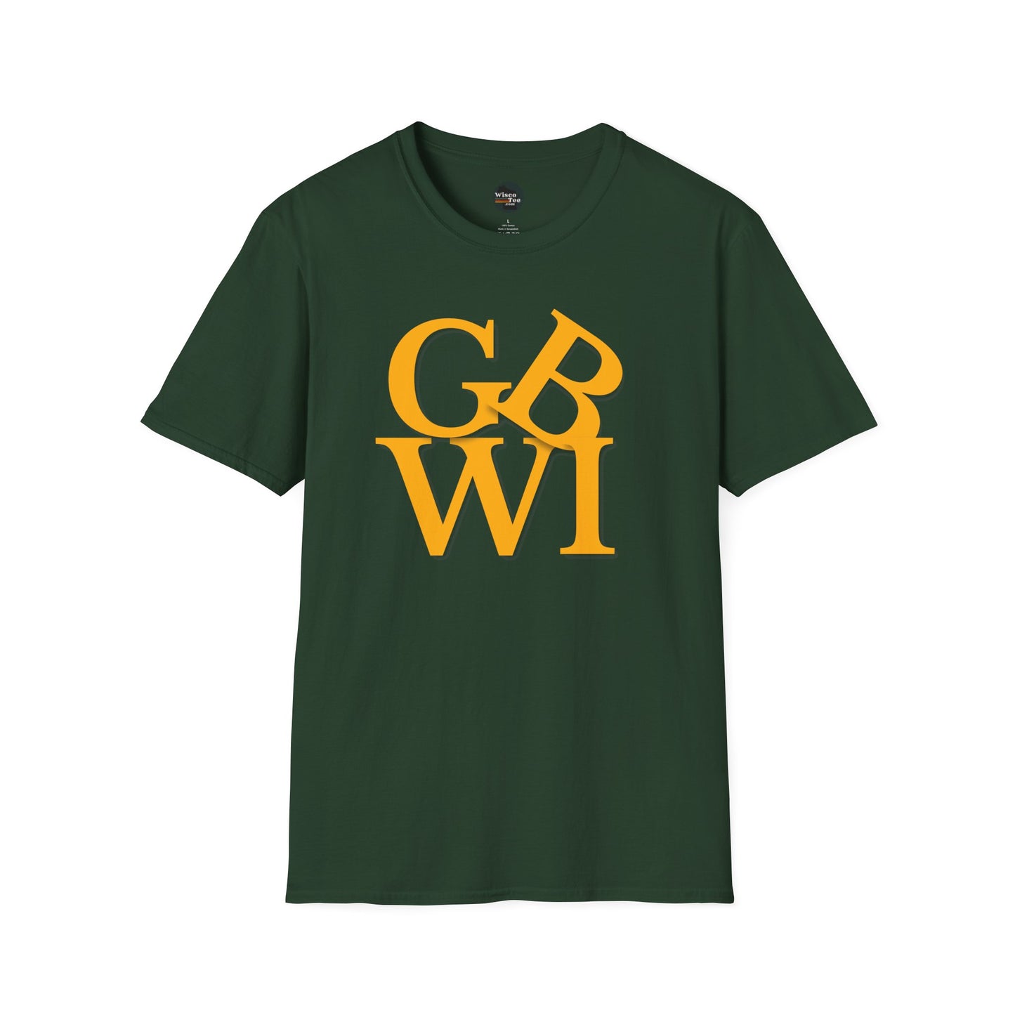 "GB WI" Love Stylish Unisex Softstyle T-Shirt - Vintage Green Bay Design
