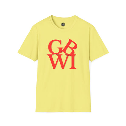 "GB WI" Love Stylish Unisex Softstyle T-Shirt - Vintage Green Bay Design