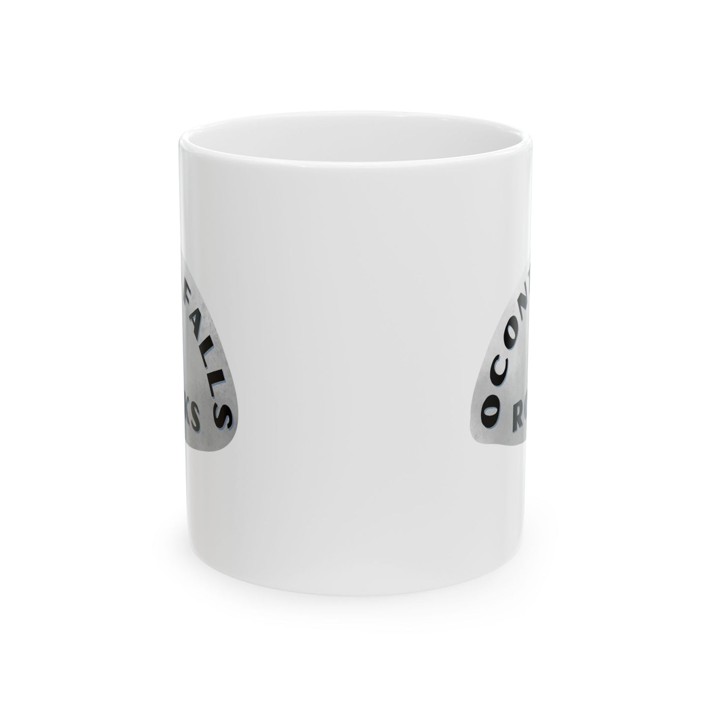 OCONTO FALLS ROCKS Ceramic Coffee Mug - Unique Gift, Gray & White Design