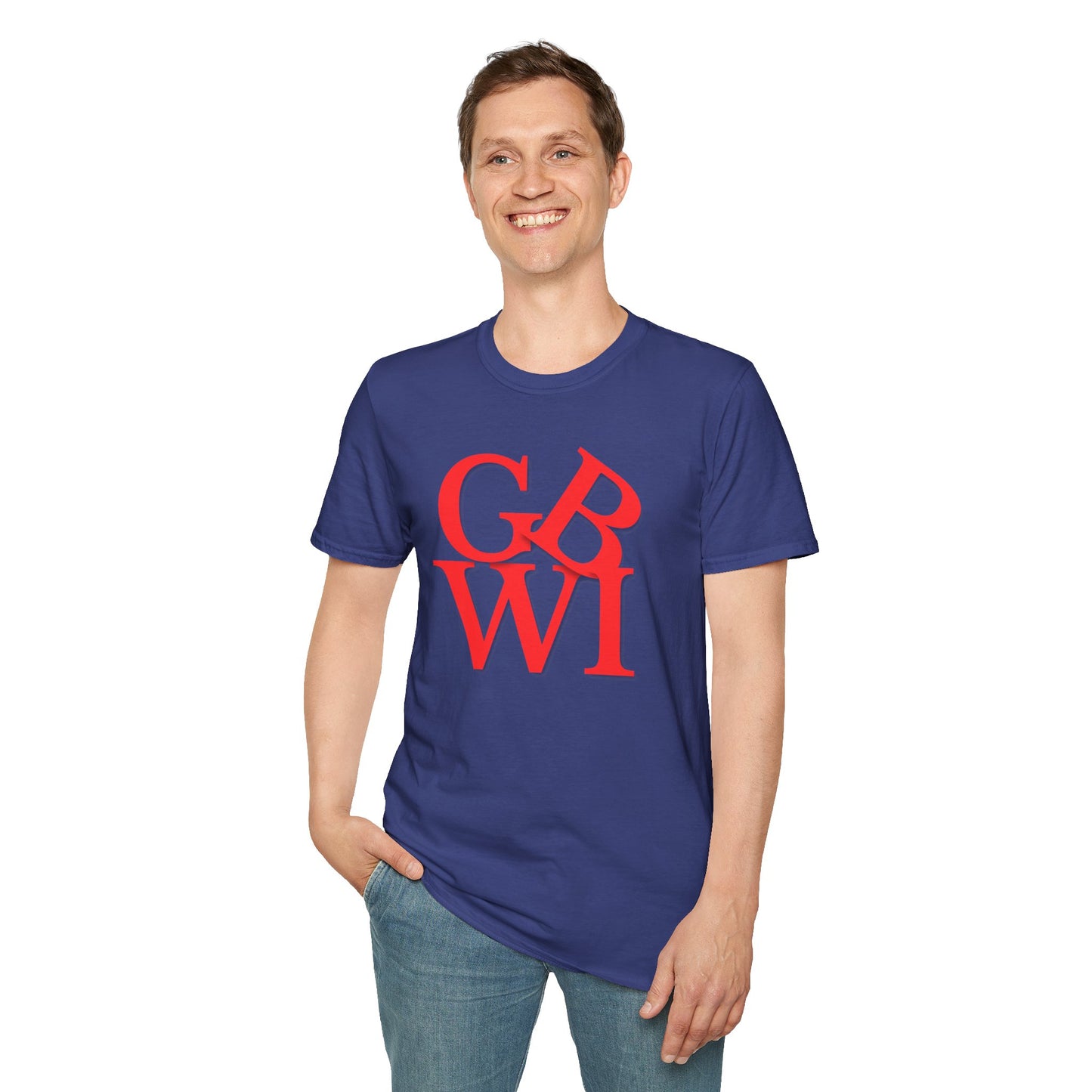 "GB WI" Love Stylish Unisex Softstyle T-Shirt - Vintage Green Bay Design