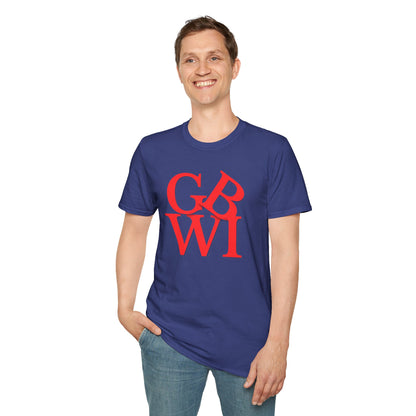 "GB WI" Love Stylish Unisex Softstyle T-Shirt - Vintage Green Bay Design