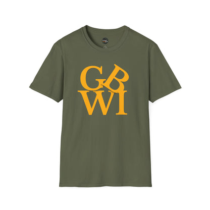 "GB WI" Love Stylish Unisex Softstyle T-Shirt - Vintage Green Bay Design