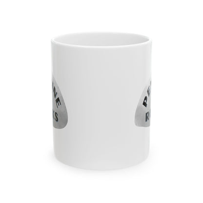 PEMBINE ROCKS Ceramic Coffee Mug - Unique Gift, Gray & White Design