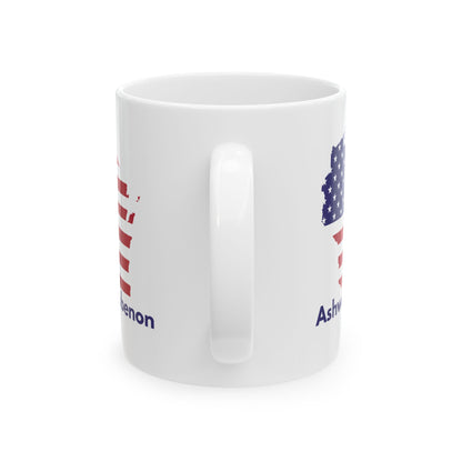 Ashwaubenon, USA Ceramic Coffee Mug - Unique Gift, Gray & White Design