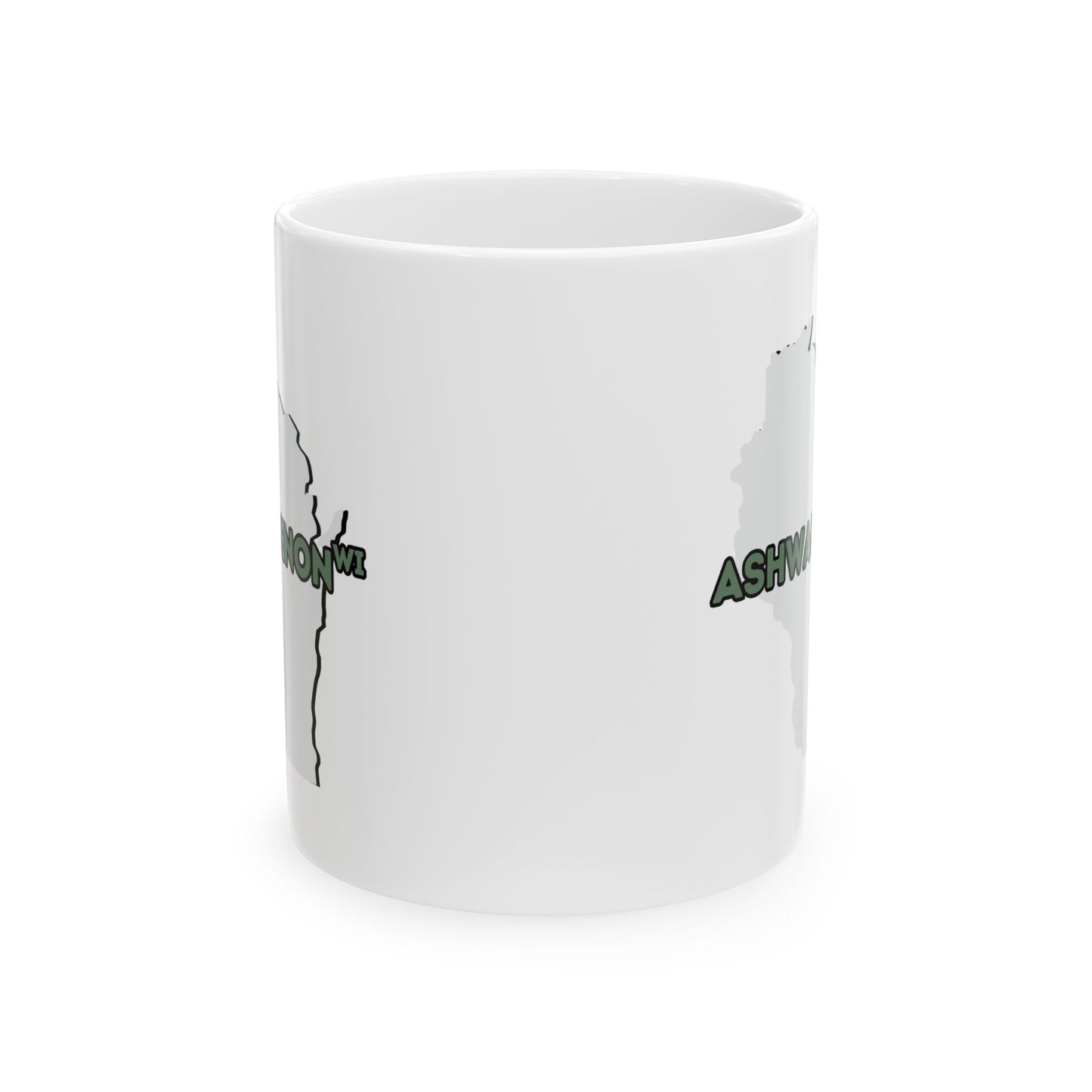 Ashwaubenon WI - Ceramic Coffee Mug - Unique Gift, Gray & White Design