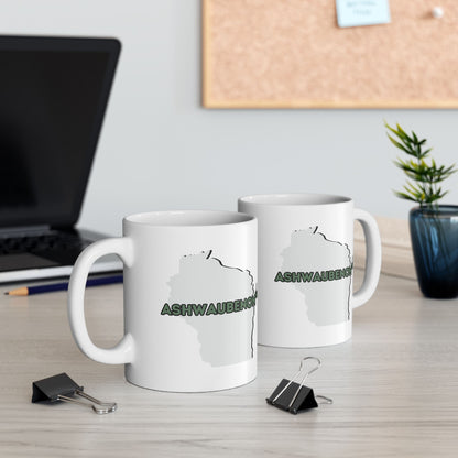 Ashwaubenon WI - Ceramic Coffee Mug - Unique Gift, Gray & White Design