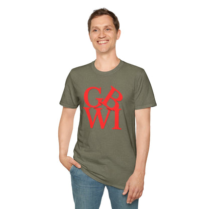 "GB WI" Love Stylish Unisex Softstyle T-Shirt - Vintage Green Bay Design