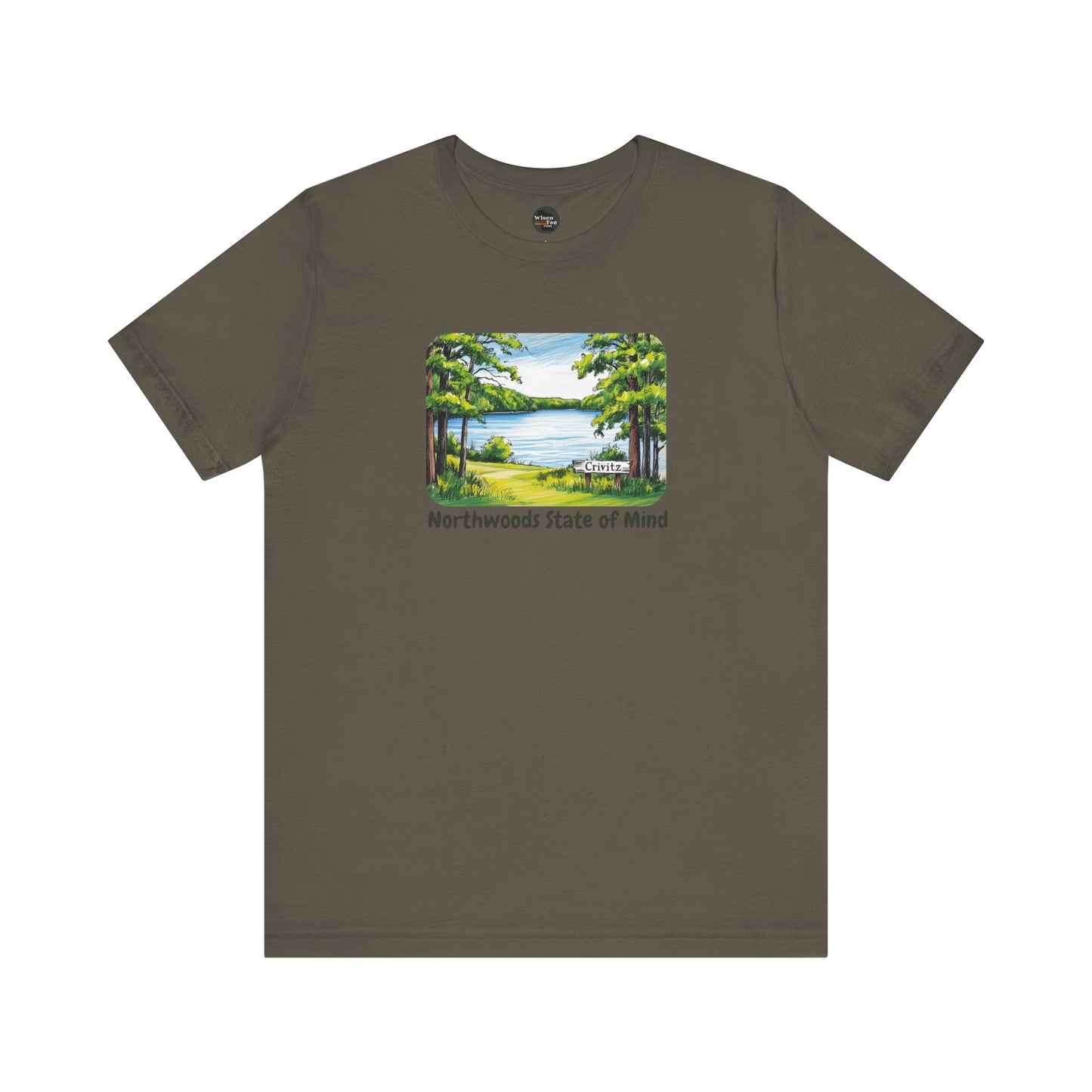 Crivitz Northwoods State of Mind Unisex Tee - Lake and Tree Design in Crivitz, Wisconsin