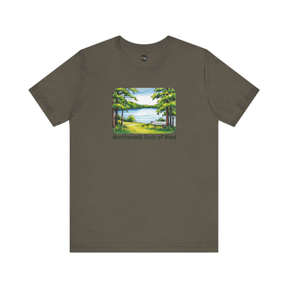 Crivitz Northwoods State of Mind Unisex Tee - Lake and Tree Design in Crivitz, Wisconsin
