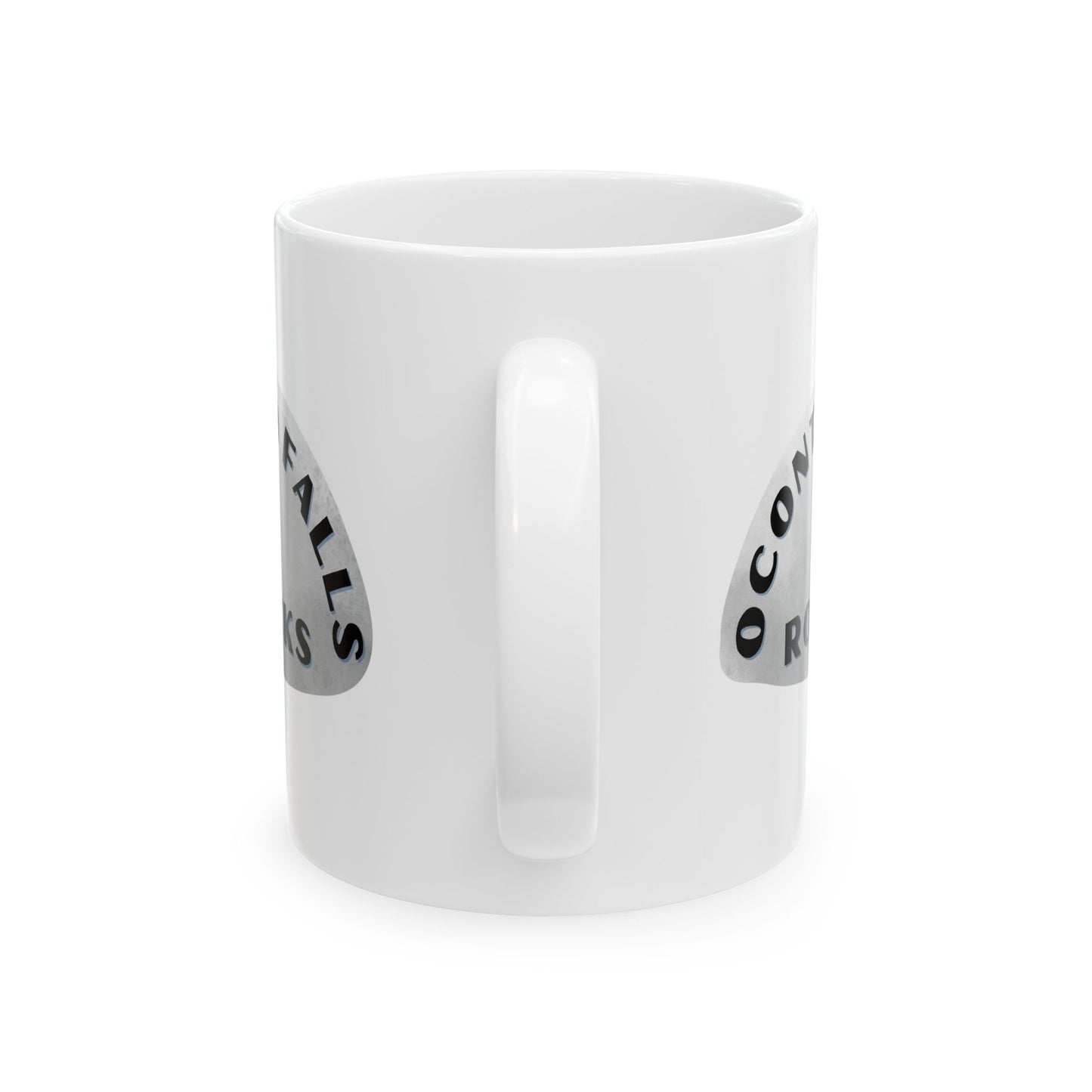 OCONTO FALLS ROCKS Ceramic Coffee Mug - Unique Gift, Gray & White Design