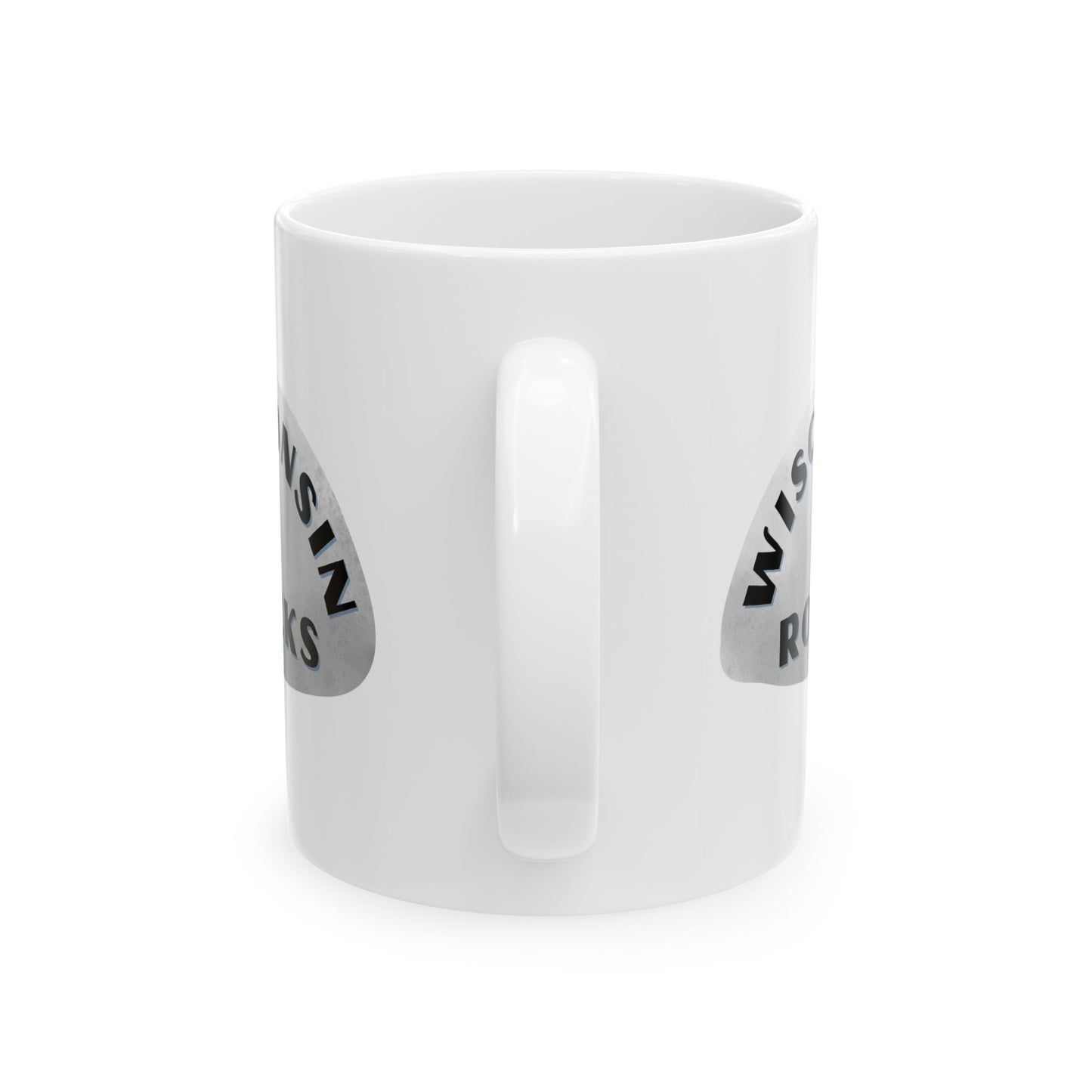WISCONSIN ROCKS Ceramic Coffee Mug - Unique Gift, Gray & White Design